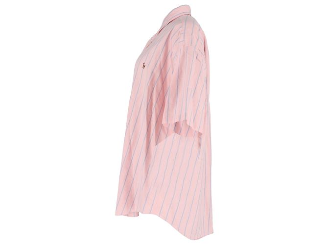 Camicia a maniche corte a righe verticali Ralph Lauren in cotone rosa - vista 2