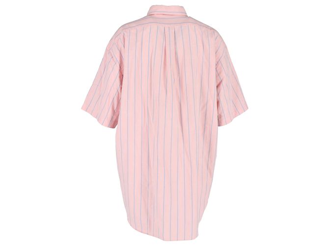 Camicia a maniche corte a righe verticali Ralph Lauren in cotone rosa - vista 3