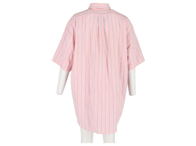 Camicia a maniche corte a righe verticali Ralph Lauren in cotone rosa - vista 6