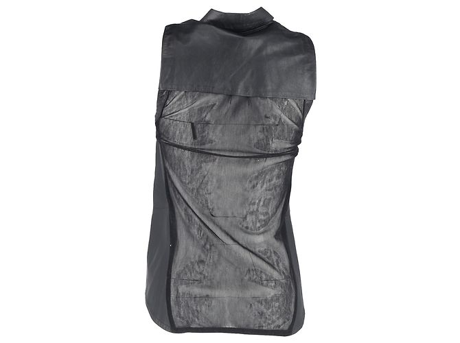 Autre Marque Top sin mangas de cuero negro con espalda transparente y botones de Dion Lee - vista 3