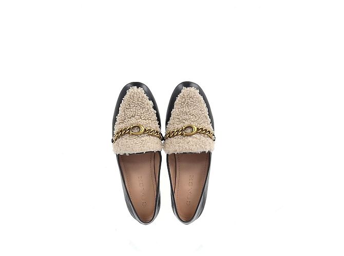 Mocassins conversíveis em couro preto Coach Helena Sheared - vista 10