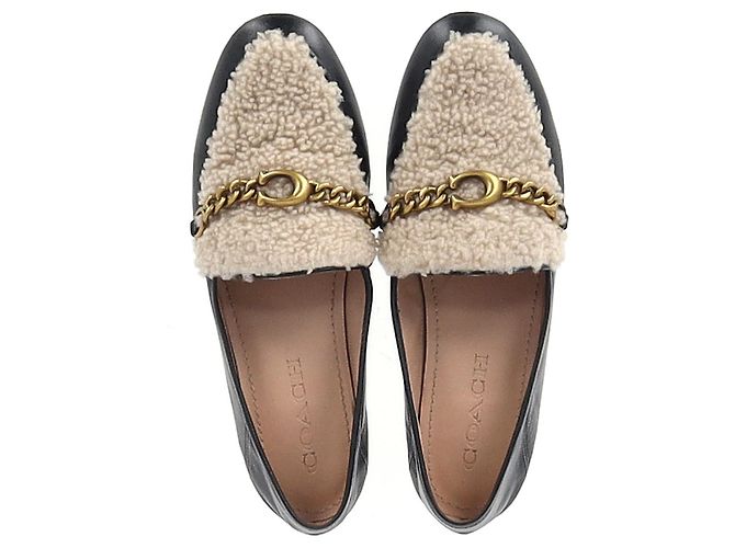 Mocassins conversíveis em couro preto Coach Helena Sheared - vista 3