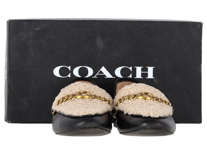Mocassins conversíveis em couro preto Coach Helena Sheared - vista 7