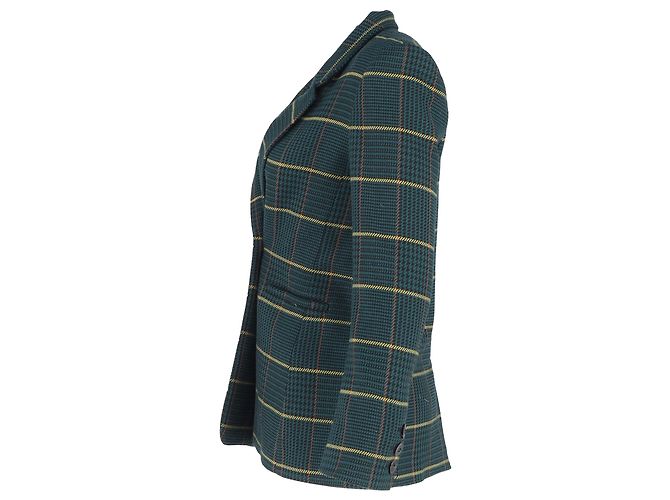 Anine Bing Houndstooth Double-Breasted Blazer in Green Polyester Olive green - view 2