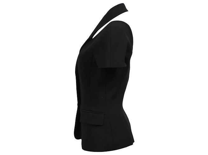 Blouse découpée Michael Kors en laine noire - vue 2