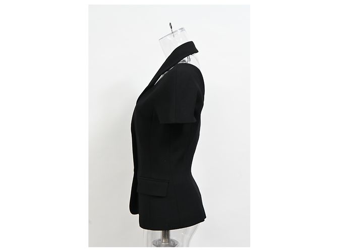 Blouse découpée Michael Kors en laine noire - vue 6
