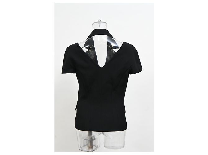 Blouse découpée Michael Kors en laine noire - vue 7