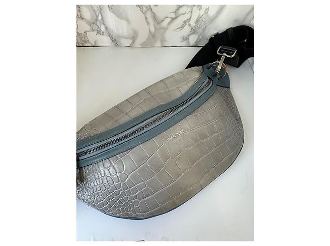 Marsupio Jimmy Choo in pelle blu chiaro e nero effetto coccodrillo - vista 5