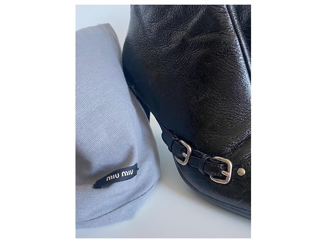 Stivaletti Miu Miu in pelle nera Nero - vista 2