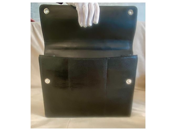 GUCCI Bolsa de hombre en cuero de lagarto Negro - vista 8