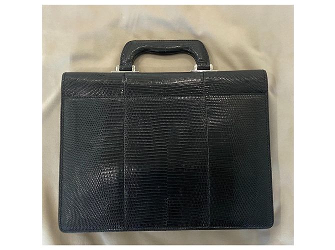 GUCCI Bolsa de hombre en cuero de lagarto Negro - vista 9