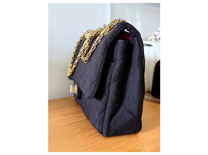 Chanel 2.55 Vintage-Jersey-Tasche Schwarz - Ansicht 3