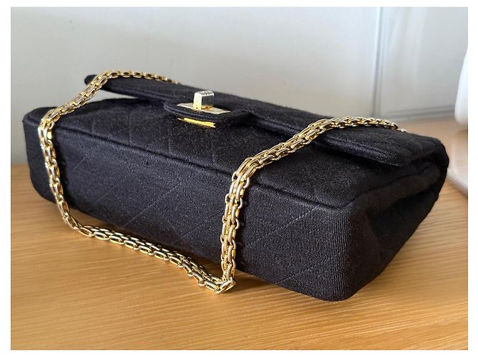 Chanel 2.55 Vintage-Jersey-Tasche Schwarz - Ansicht 5