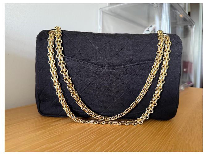 Chanel 2.55 Vintage-Jersey-Tasche Schwarz - Ansicht 8