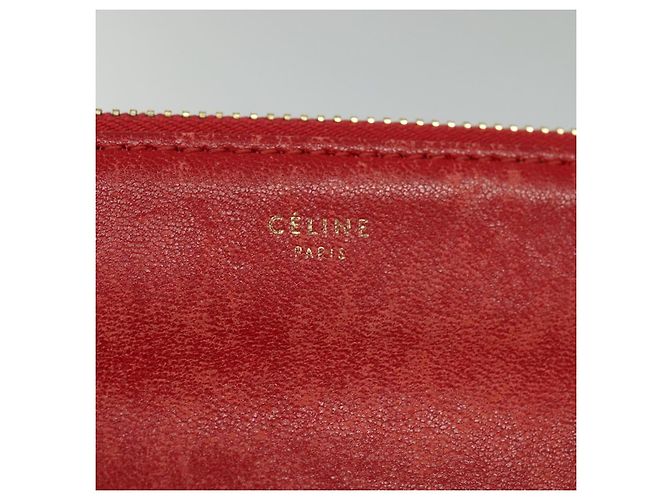 Céline CELINE Trio Piccola Borsa a Spalla in Pelle Rossa Oro Auth 113929 Rosso D'oro - vista 10
