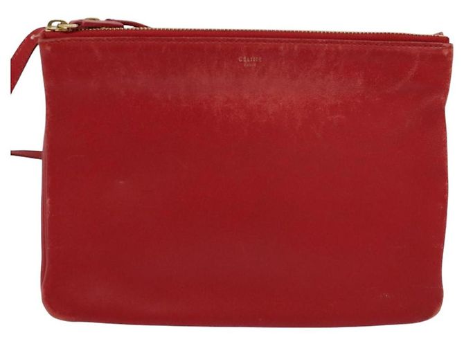 Céline CELINE Trio Piccola Borsa a Spalla in Pelle Rossa Oro Auth 113929 Rosso D'oro - vista 13
