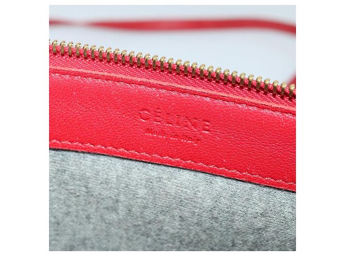 Céline CELINE Trio Piccola Borsa a Spalla in Pelle Rossa Oro Auth 113929 Rosso D'oro - vista 17