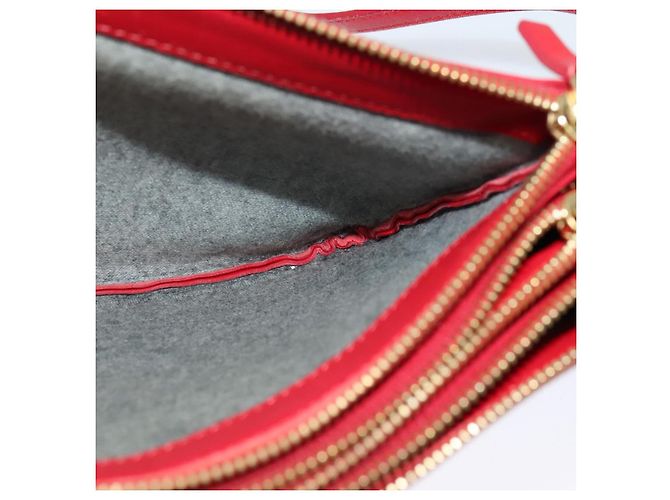 Céline CELINE Trio Piccola Borsa a Spalla in Pelle Rossa Oro Auth 113929 Rosso D'oro - vista 18