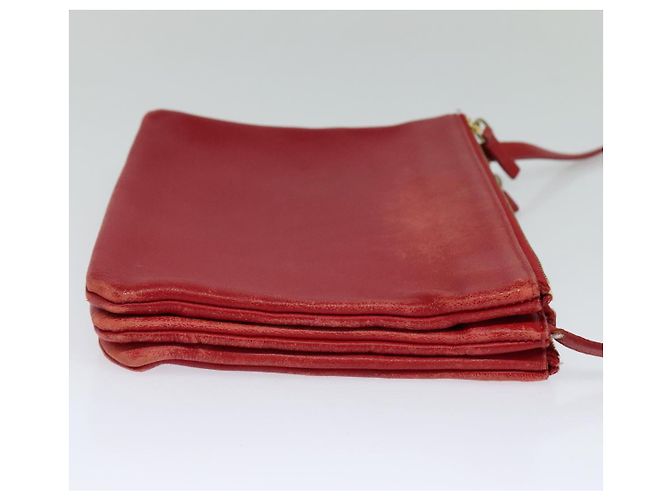 Céline CELINE Trio Piccola Borsa a Spalla in Pelle Rossa Oro Auth 113929 Rosso D'oro - vista 4