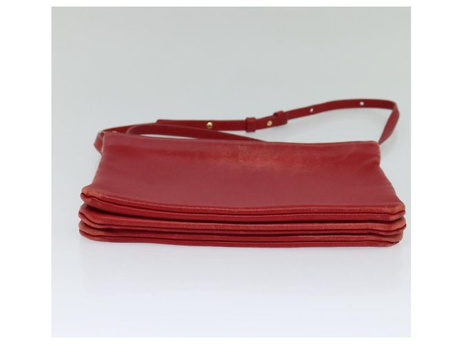 Céline CELINE Trio Piccola Borsa a Spalla in Pelle Rossa Oro Auth 113929 Rosso D'oro - vista 5