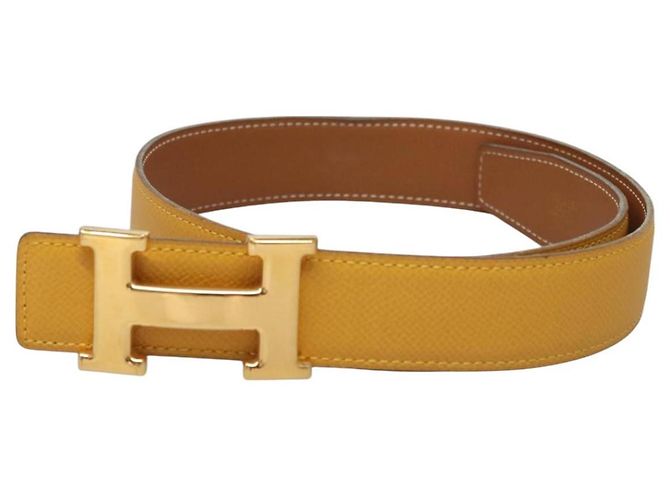Hermès Cinturón de cuero HERMES Constance 31,5"" Amarillo Auth 111952 - vista 13