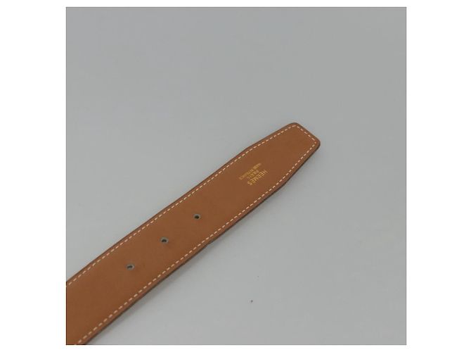 Hermès Cinturón de cuero HERMES Constance 31,5"" Amarillo Auth 111952 - vista 14
