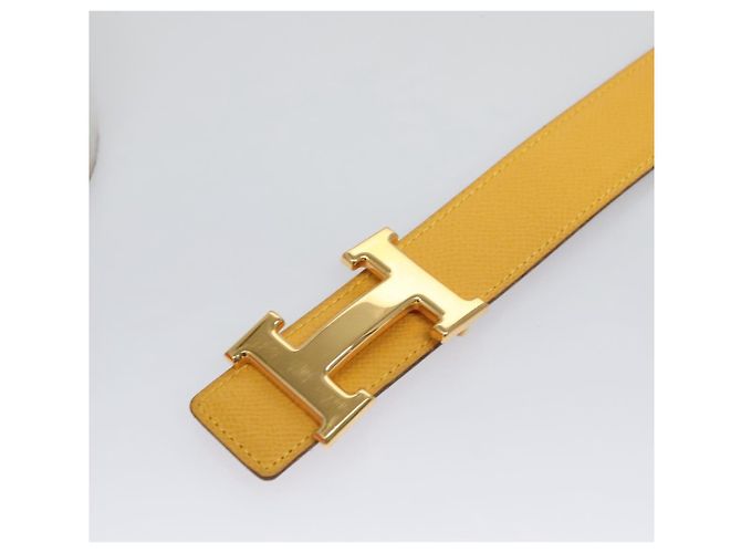 Hermès Cinturón de cuero HERMES Constance 31,5"" Amarillo Auth 111952 - vista 2