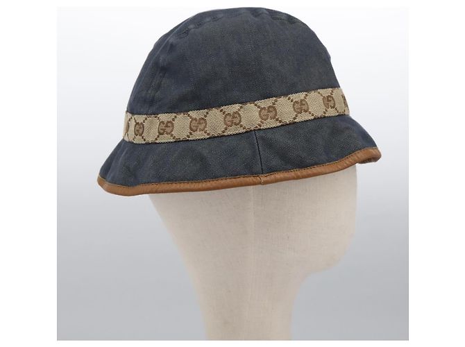 GUCCI GG Canvas Bucket Hat M Beige Blau 122118 Auth hk2073 - Ansicht 4