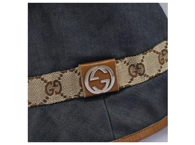 GUCCI GG Canvas Bucket Hat M Beige Blau 122118 Auth hk2073 - Ansicht 5