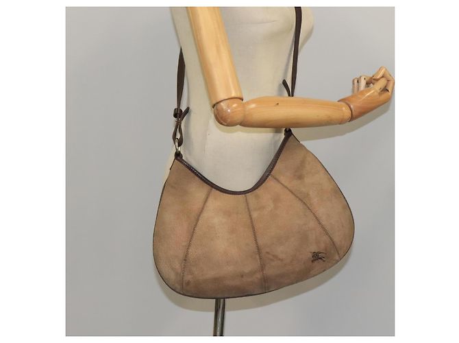 Borsa a spalla Burberry Blue Label in suede marrone argento autentica bs20013 - vista 21