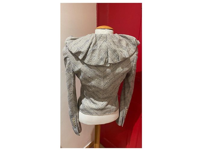 Bcbg Max Azria Jacket Black Beige Grey Wool Blend XS - view 2