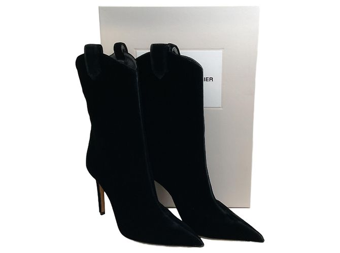 Botas Wayne de terciopelo negro Alexandre Vauthier - vue 6
