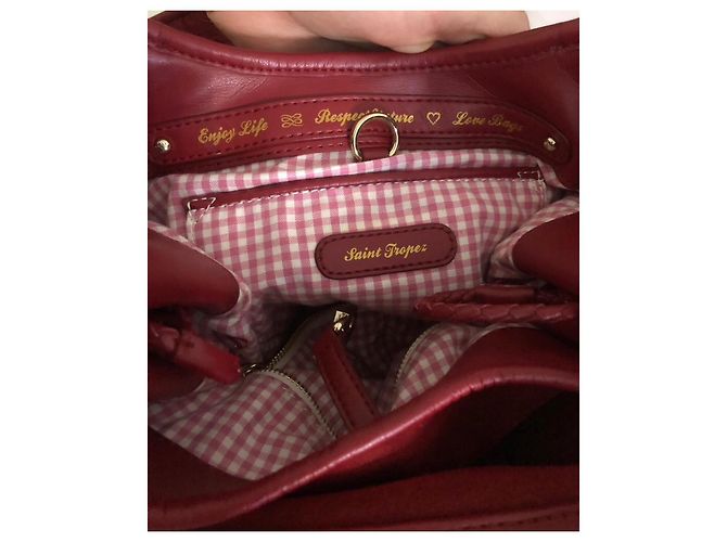 Borsa Lancel Paris Le Brigitte Bardot Edizione Limitata Saint Tropez Rosso Rosso Scuro Bordò - vista 4