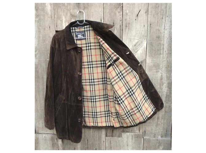 Giacca in suede Burberry marrone scuro - vista 5