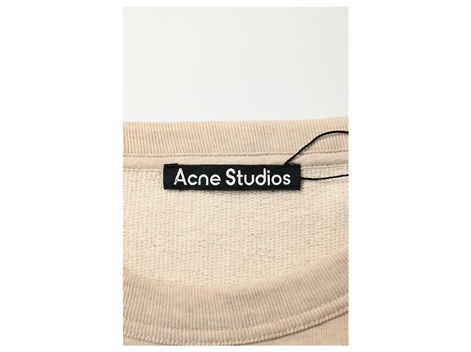 Moletom Oversized com Patch de Rosto Acne Studios em Algodão Bege - vista 9