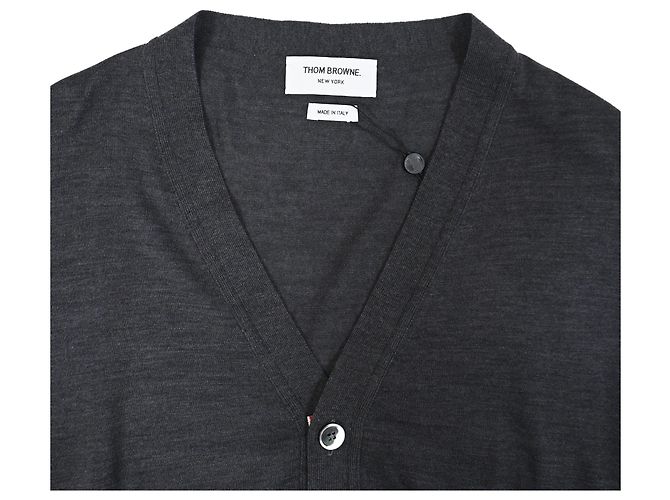 Grau Cashmere Cardigan mit Knöpfen von Thom Browne - Ansicht 5