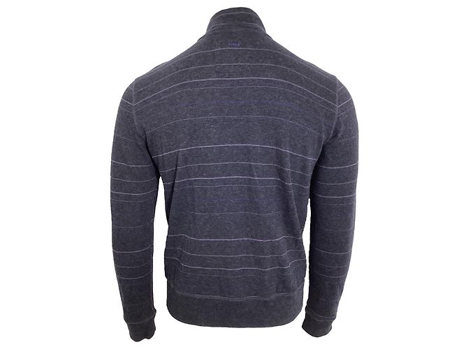 Gestreifter Zip-Pullover von Boss by Hugo Boss aus navyblauer Baumwolle Marineblau - Ansicht 2