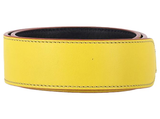 Fendi Vitello Dolce Cinturino Bi-Color in Pelle Gialla Giallo - vista 2