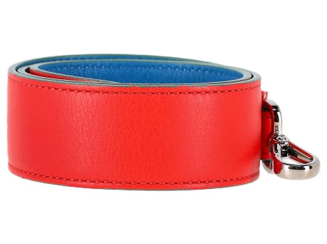 Fendi Vitello Dolce Cinturino Bicolore in Pelle Rossa Rosso - vista 2