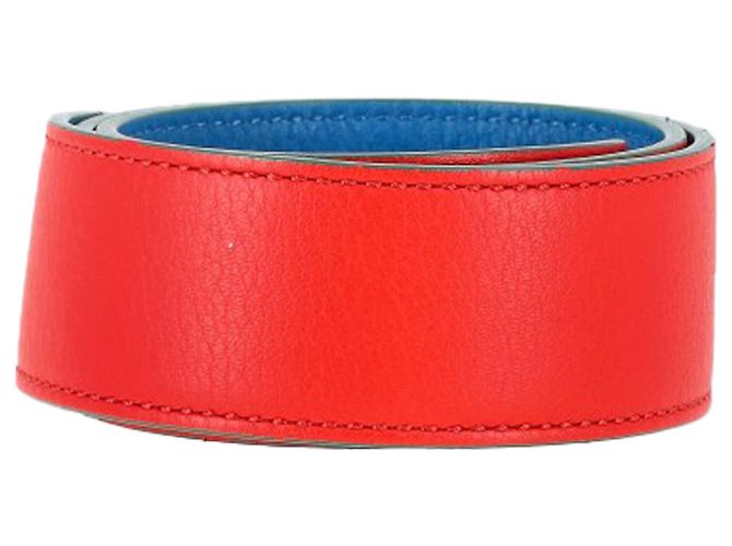 Fendi Vitello Dolce Cinturino Bicolore in Pelle Rossa Rosso - vista 3