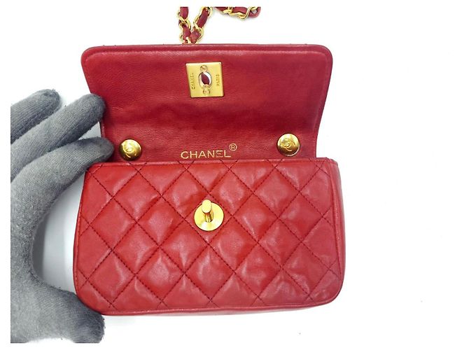 Timeless Borsa a tracolla mini classica senza tempo di Chanel Rosso - vista 15
