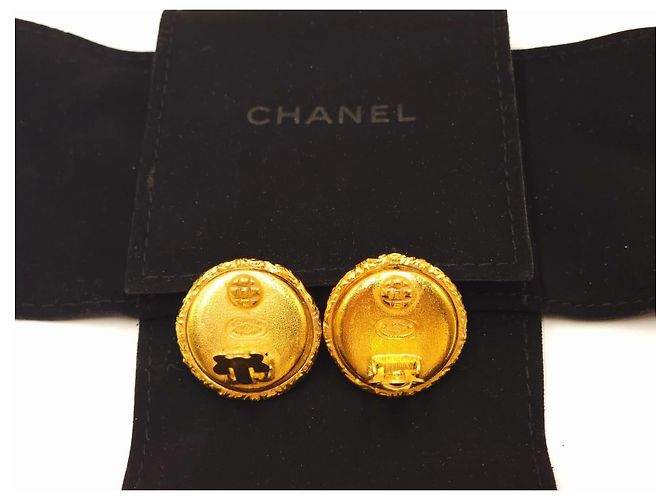 Orecchini a clip CC di Chanel 1993 Gold hardware - vista 2