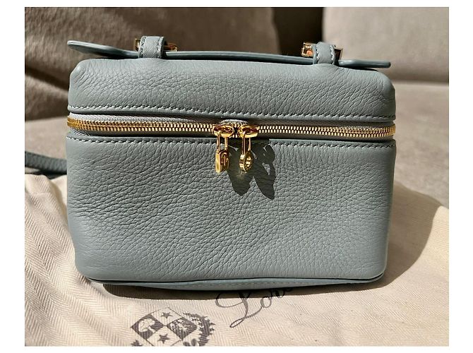 Pochette Loro Piana Extra Pocket Blu Chiaro in Pelle - vista 2