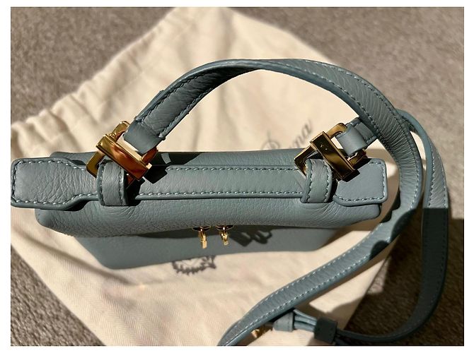 Pochette Loro Piana Extra Pocket Blu Chiaro in Pelle - vista 4