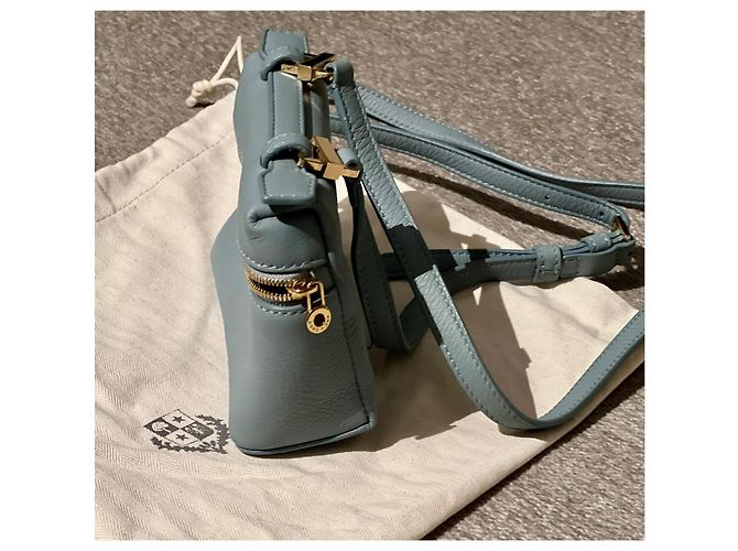 Pochette Loro Piana Extra Pocket Blu Chiaro in Pelle - vista 7