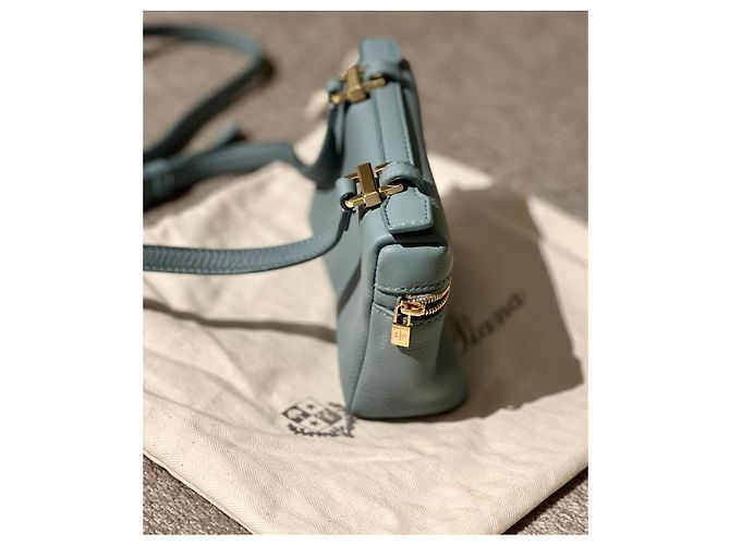 Pochette Loro Piana Extra Pocket Blu Chiaro in Pelle - vista 8