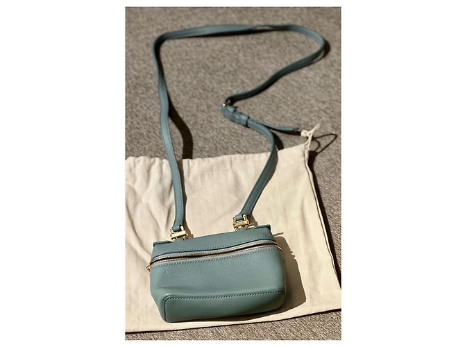 Pochette Loro Piana Extra Pocket Blu Chiaro in Pelle - vista 9