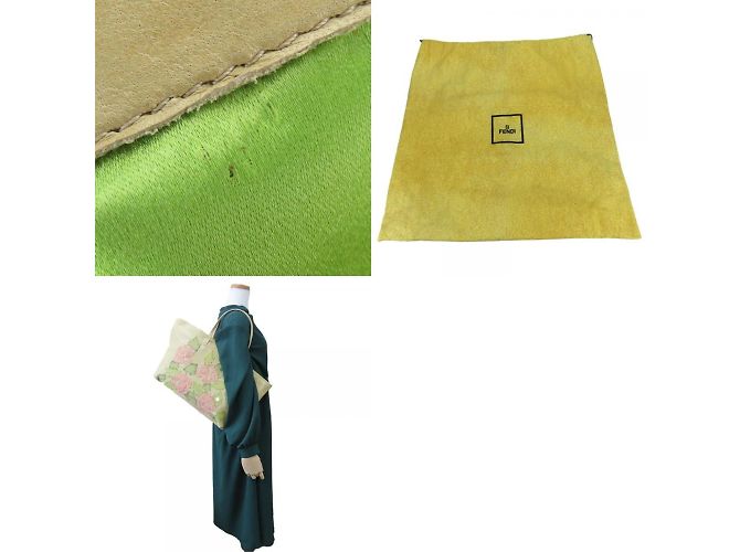 Borsa Tote Fendi in beige, rosa e verde - vista 10