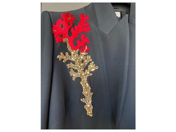 Alexander Mcqueen Blazer de viscosa negro adornado con coral de un botón - vista 2