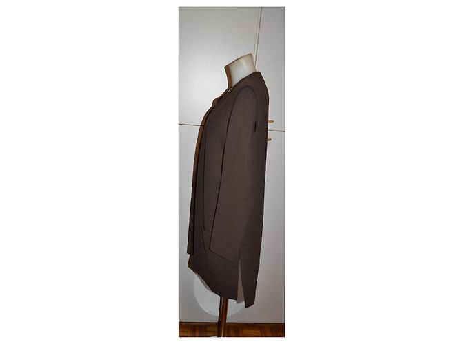 Agnona Strickset aus Wolle Pullover und langer ärmelloser Cardigan Braun - Ansicht 2